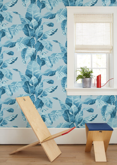pacifico palm wallpaper by nathan turner powder blue
