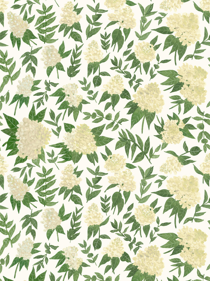 'Painted Hydrangea' Wallpaper by Wallshoppe - Cream