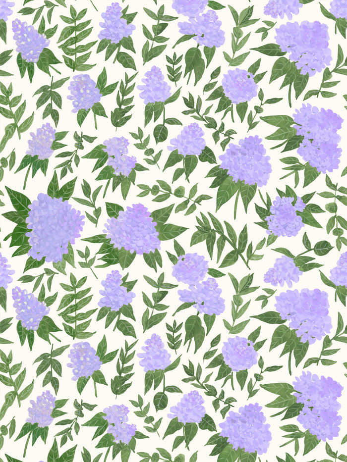 'Painted Hydrangea' Wallpaper by Wallshoppe - Lilac