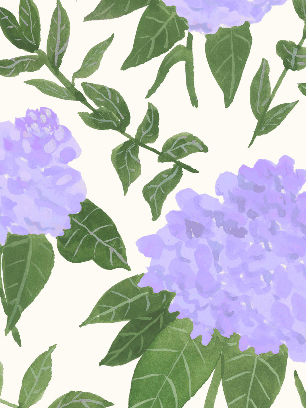 'Painted Hydrangea' Wallpaper by Wallshoppe - Lilac