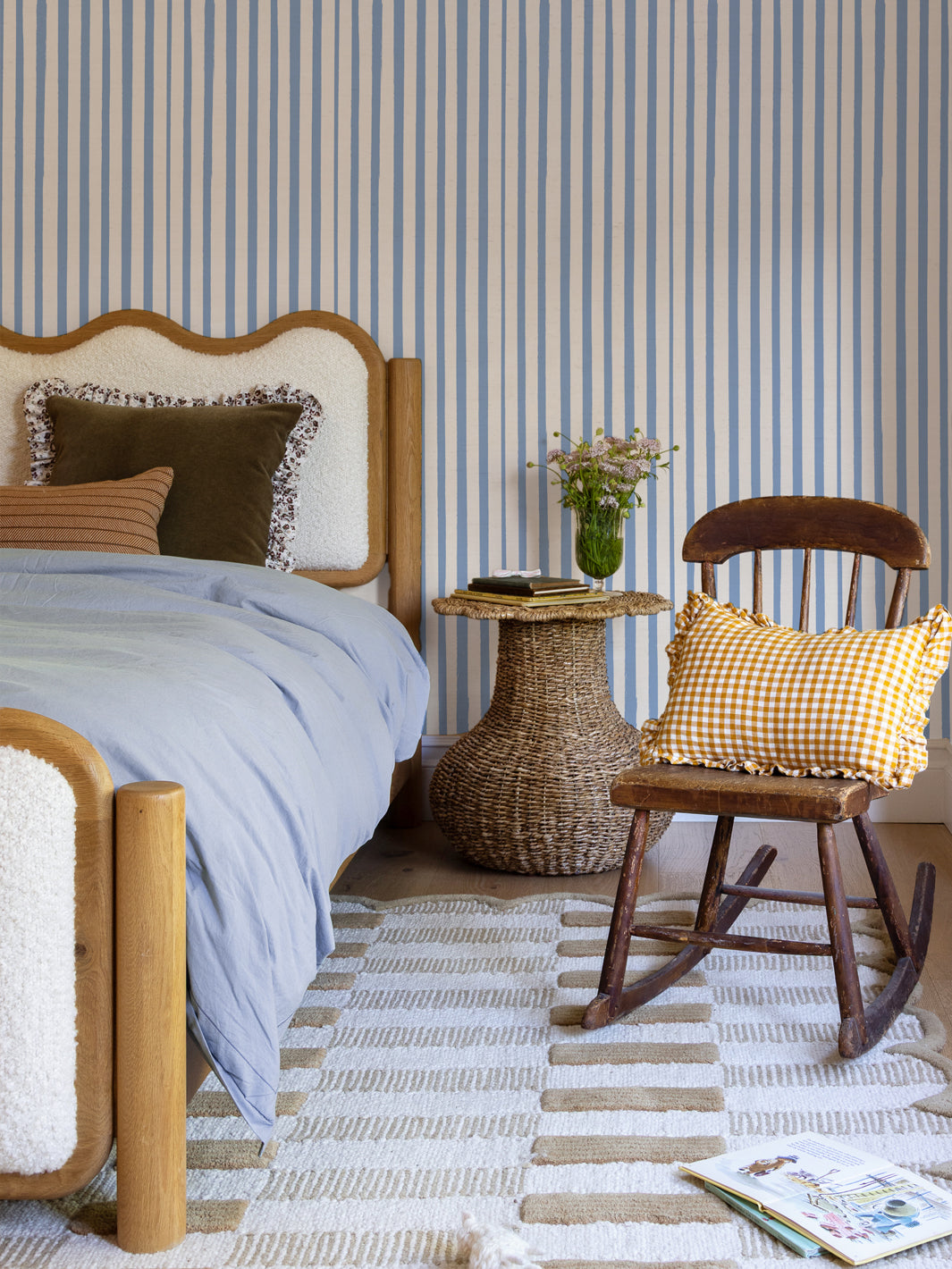 'Painted Stripe' Wallpaper by Meri Meri - Blue