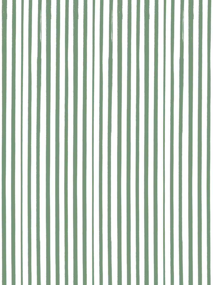 'Painted Stripe' Wallpaper by Meri Meri - Dark Sage