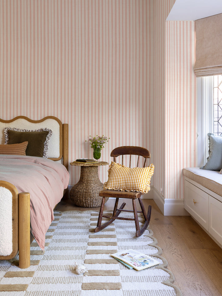 'Painted Stripe' Wallpaper by Meri Meri - Light Pink