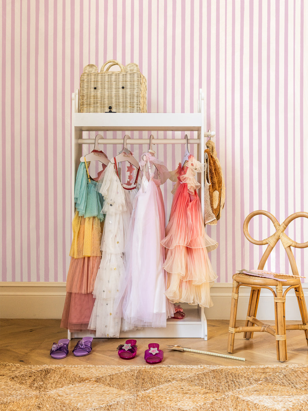 'Painted Stripe' Wallpaper by Meri Meri - Pink Purple