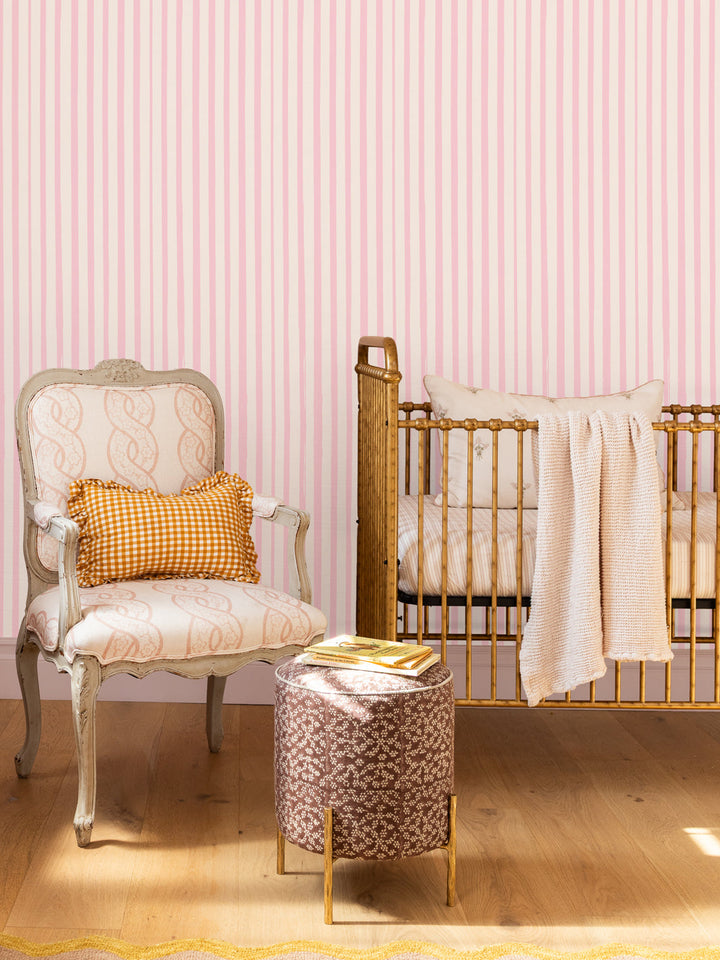 'Painted Stripe' Wallpaper by Meri Meri - Pink