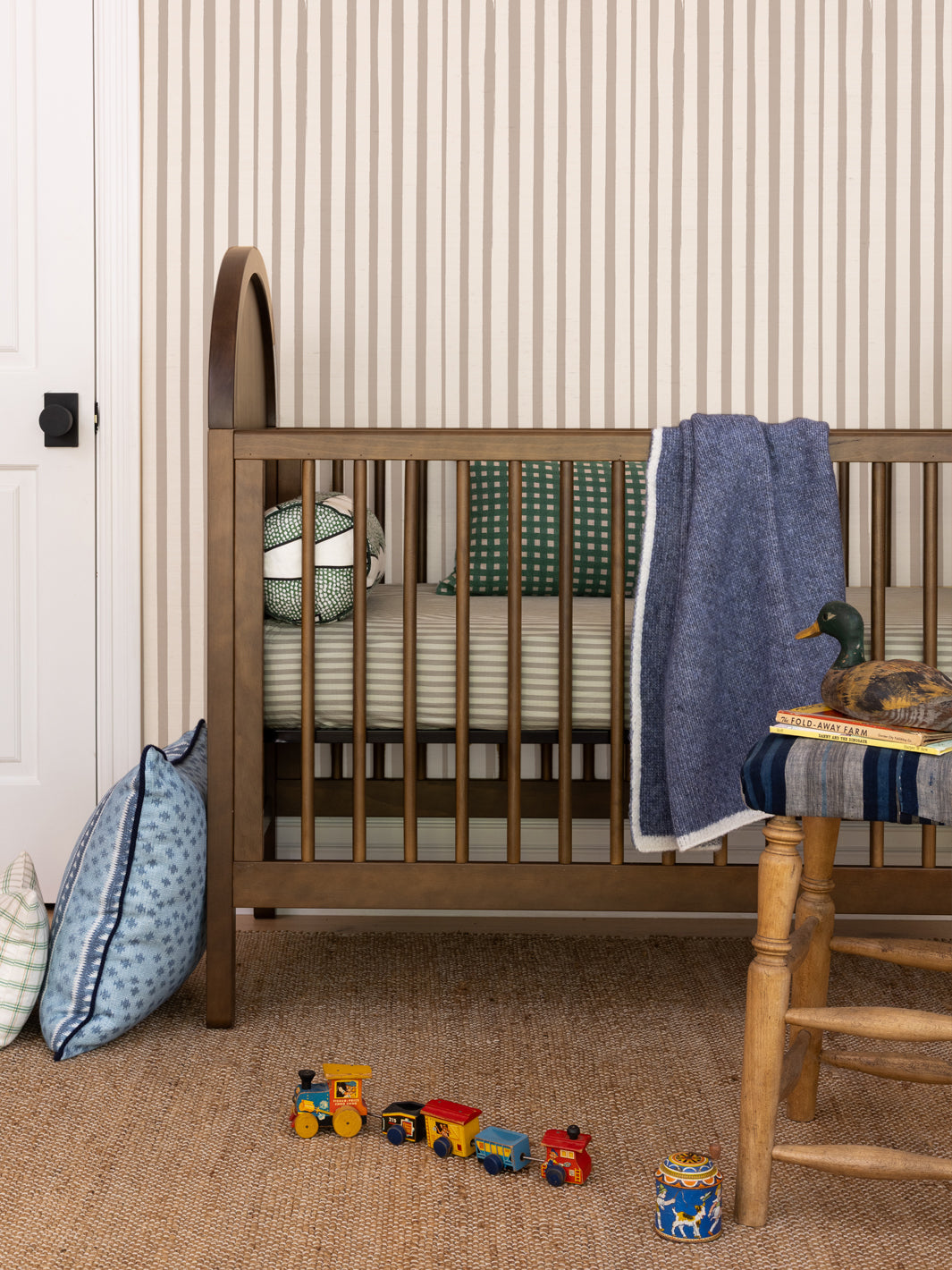 'Painted Stripe' Wallpaper by Meri Meri - Taupe