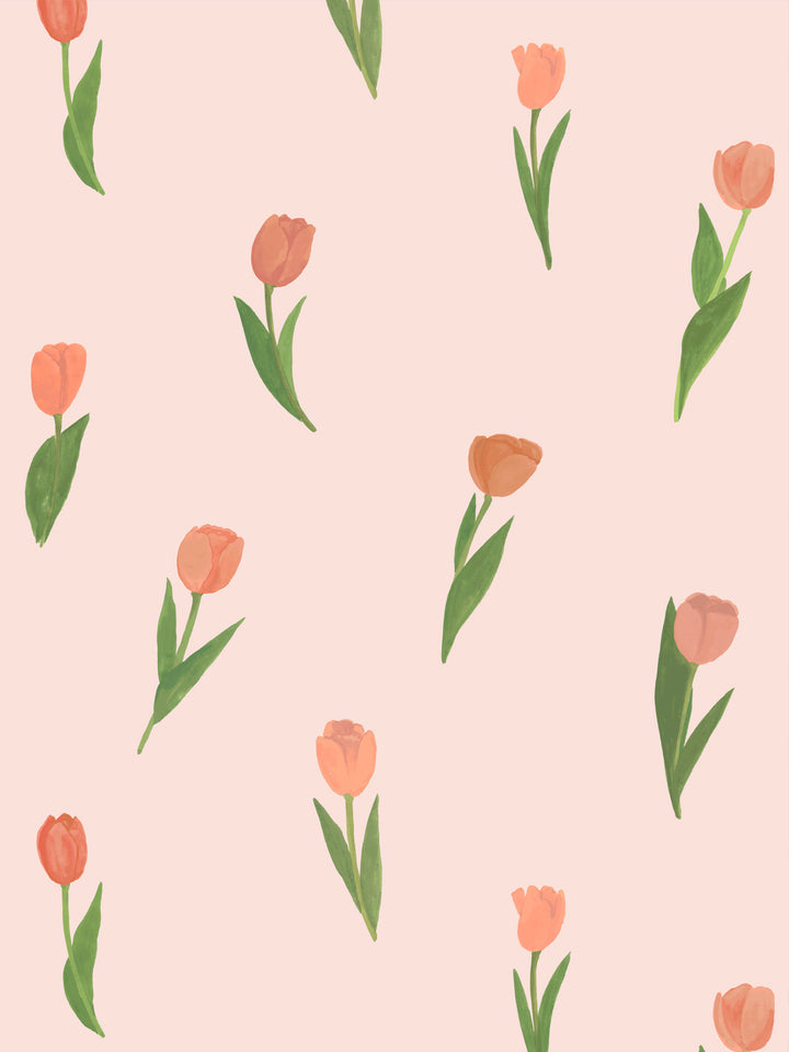 'Painted Tulip' Wallpaper in Blush Bloom - Design Pattern