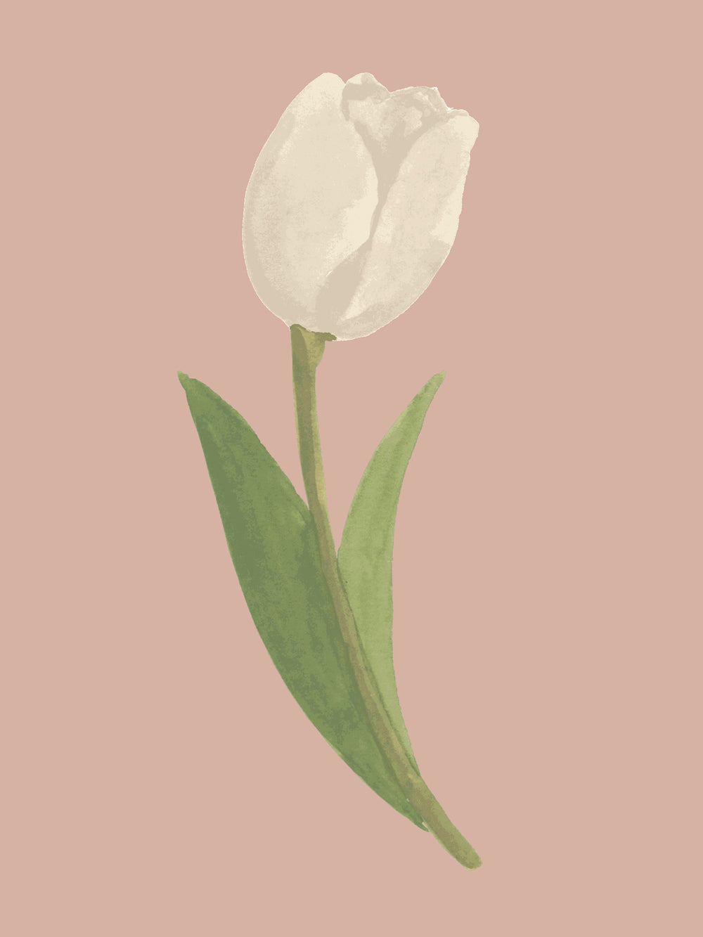 'Painted Tulip' Wallpaper in Mauve Cream - Detail Close-Up