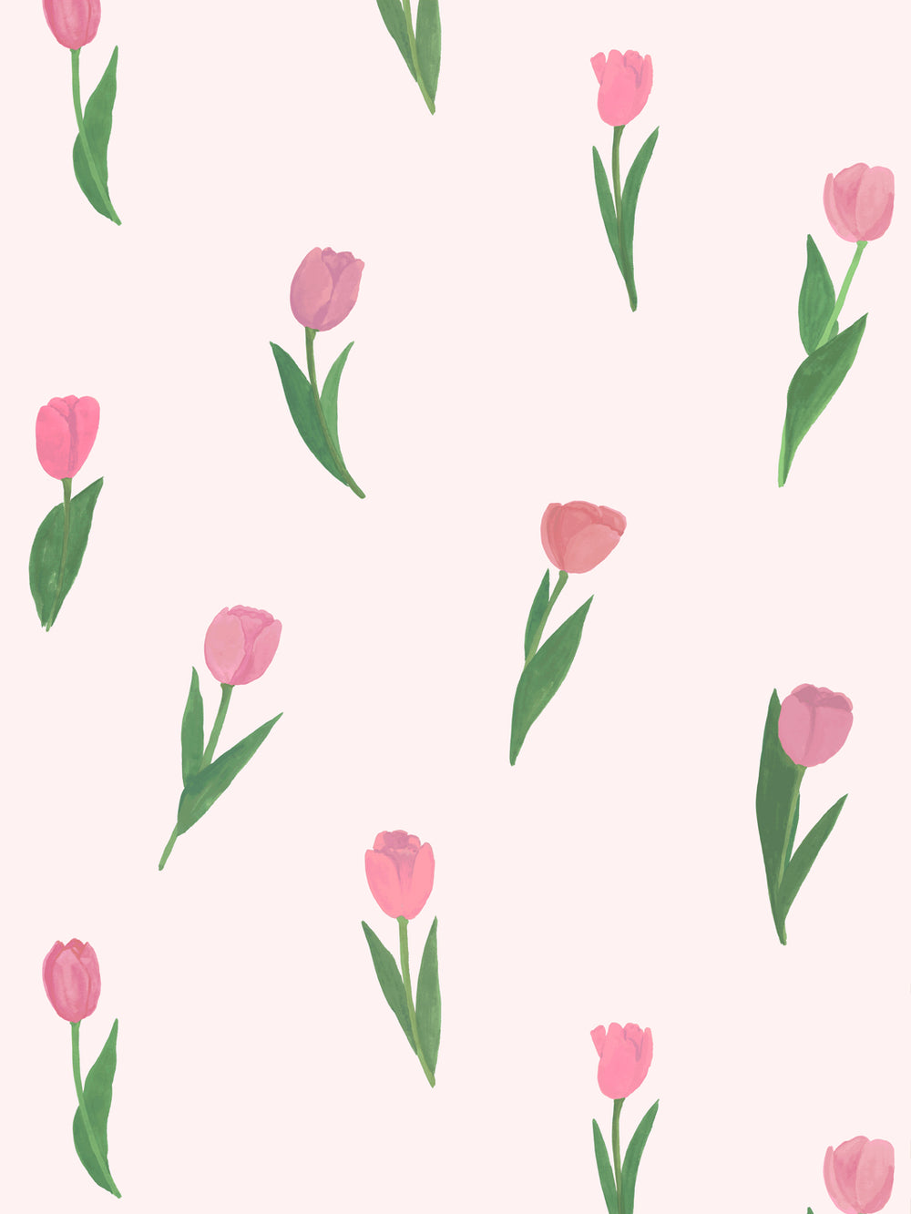'Painted Tulip' Wallpaper in Pink Field - Design Pattern