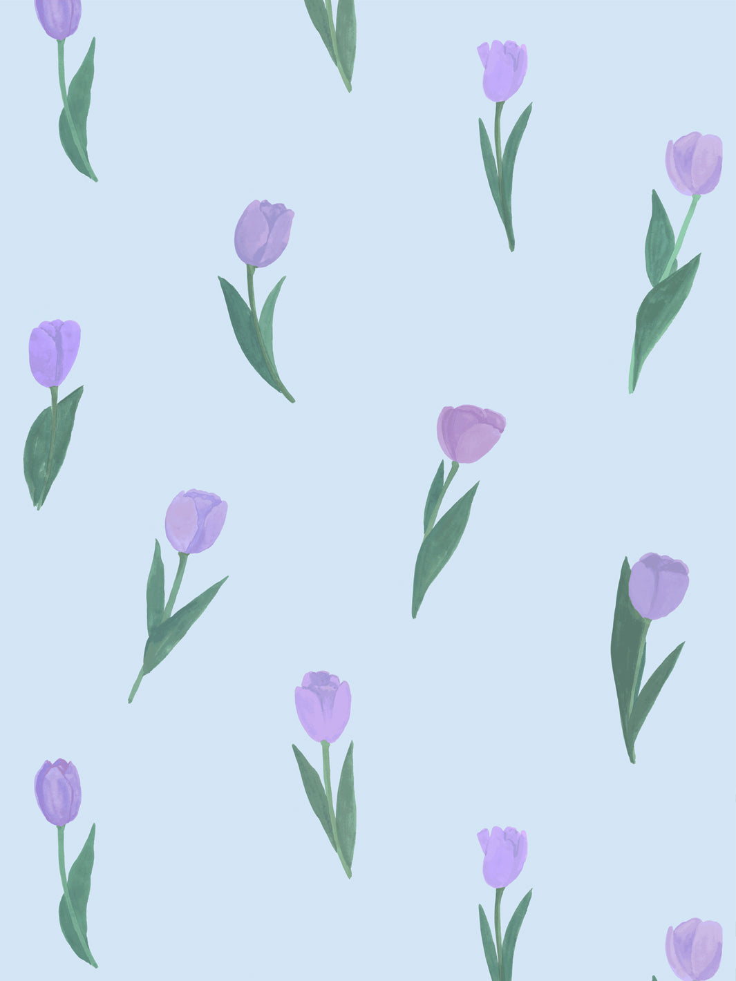 'Painted Tulip' Wallpaper in Lilac Sky - Design Pattern