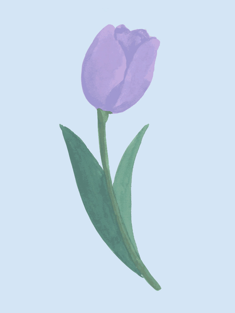 'Painted Tulip' Wallpaper in Lilac Sky - Detail Close-Up