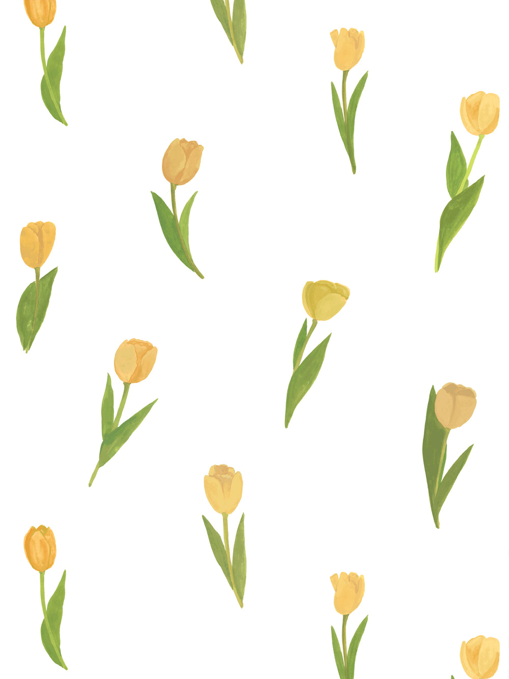 'Painted Tulip' Wallpaper in Sun Gold - Design Pattern
