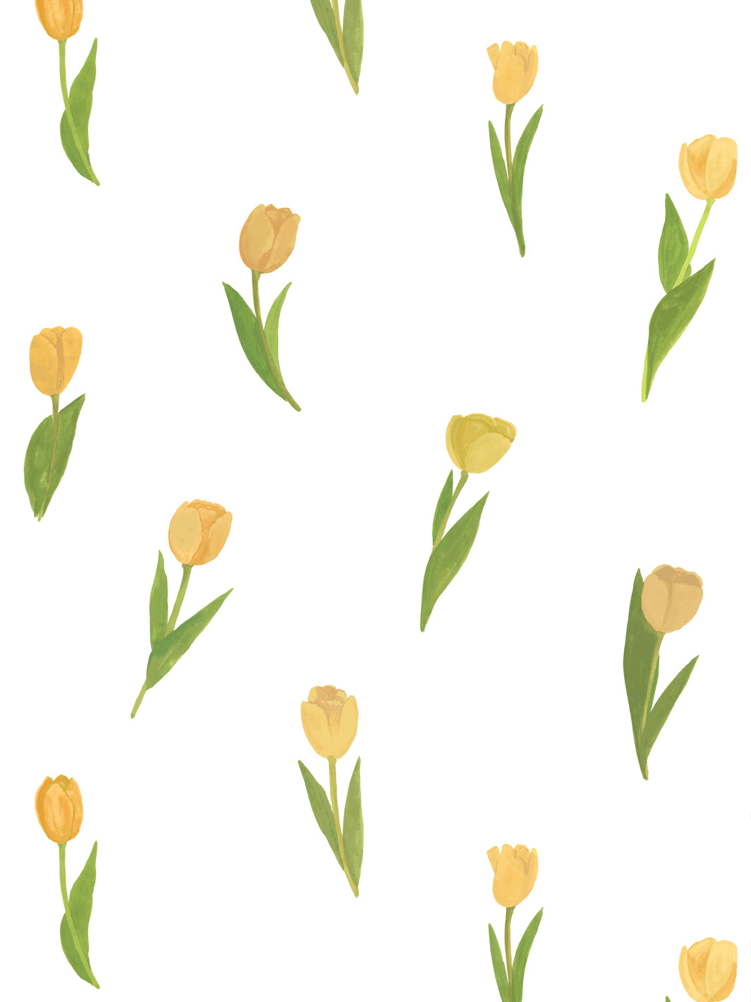 'Painted Tulip' Wallpaper in Sun Gold - Design Pattern