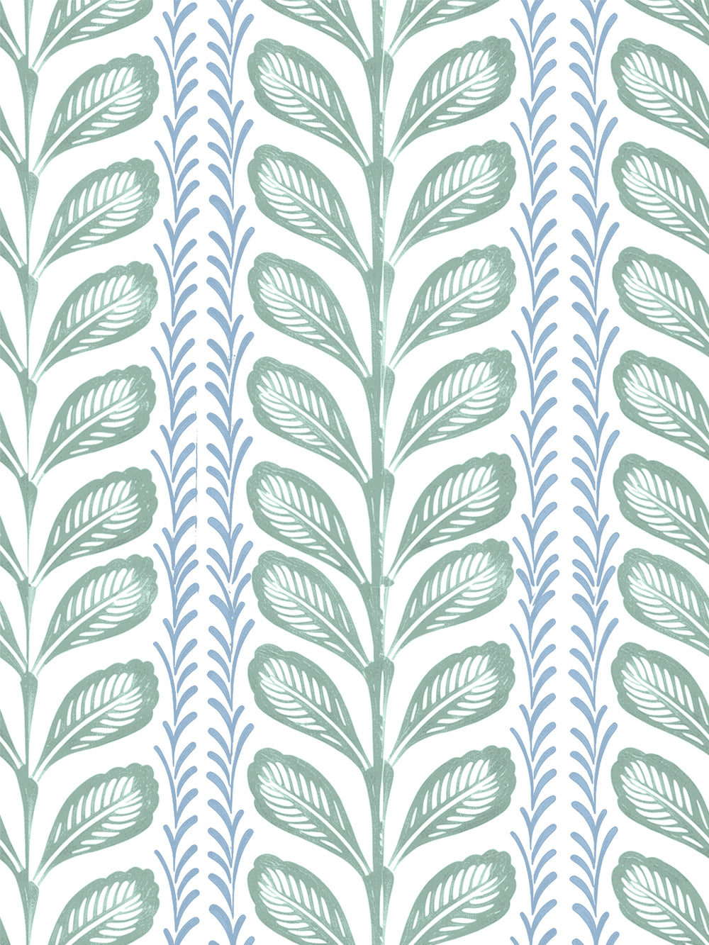 'Painted Vine' Wallpaper by Wallshoppe - Blue Green - Design