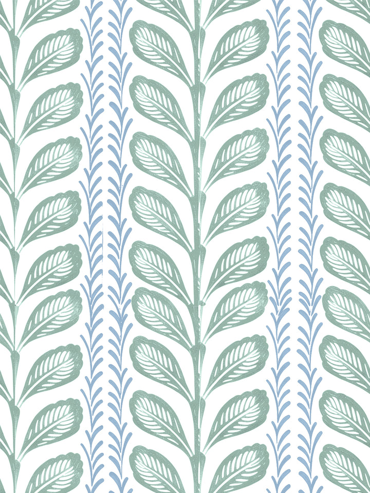 'Painted Vine' Wallpaper by Wallshoppe - Blue Green - Design