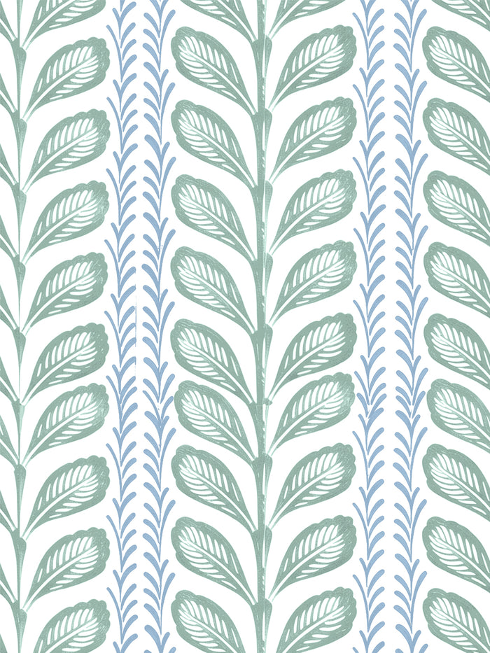 'Painted Vine' Wallpaper by Wallshoppe - Blue Green