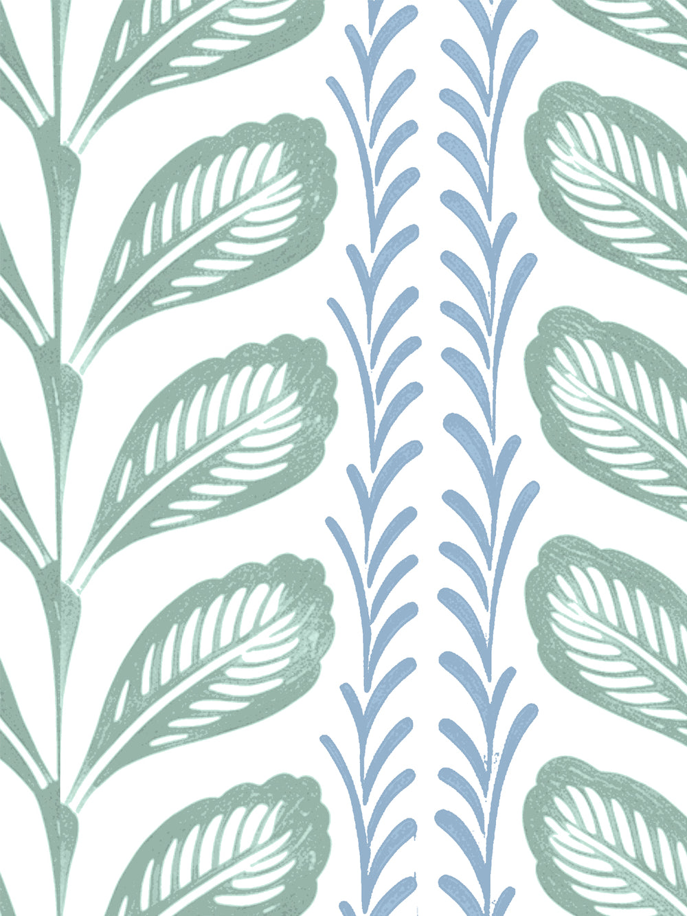 'Painted Vine' Wallpaper by Wallshoppe - Blue Green - Detail