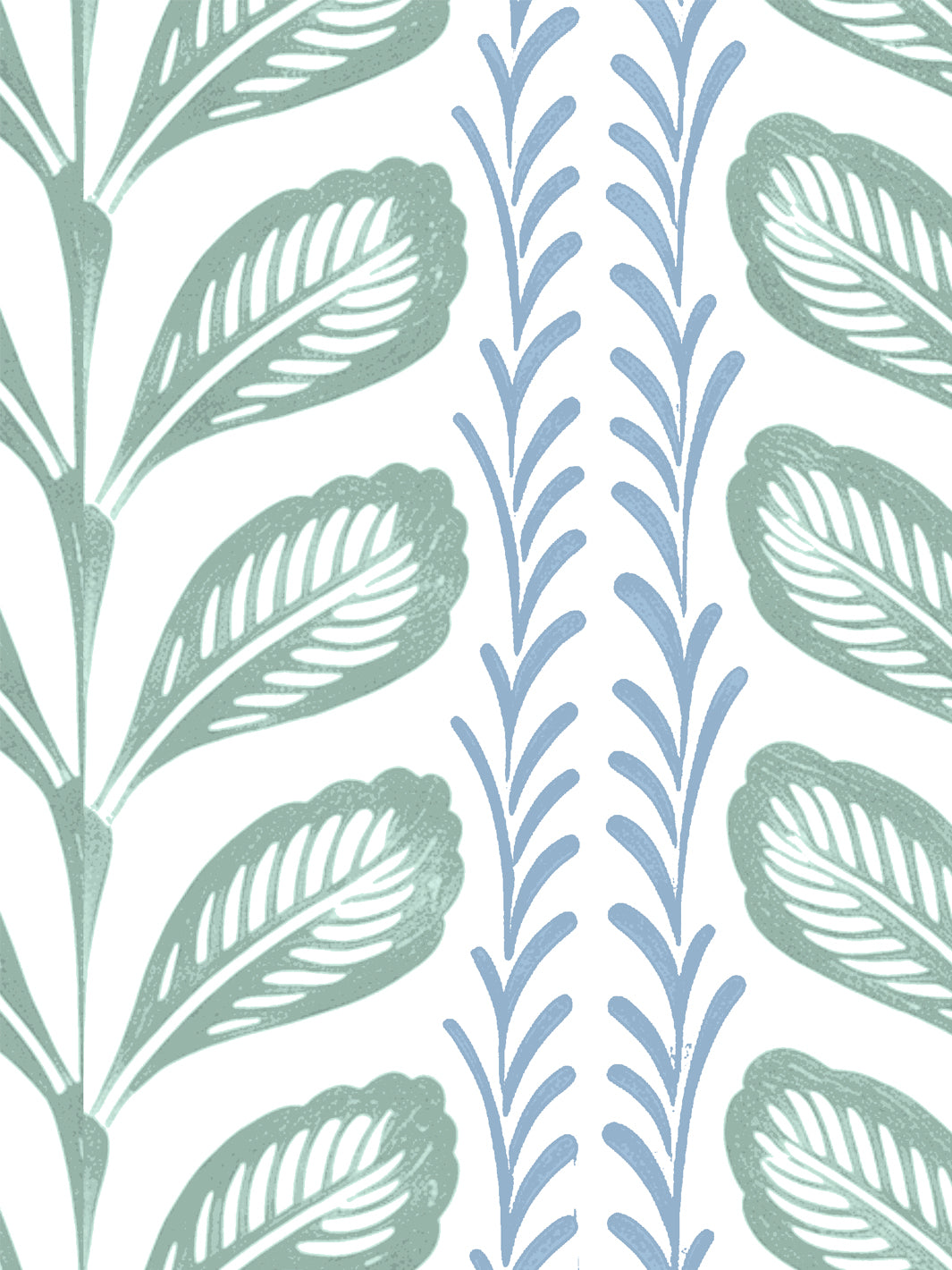 'Painted Vine' Wallpaper by Wallshoppe - Blue Green - Detail