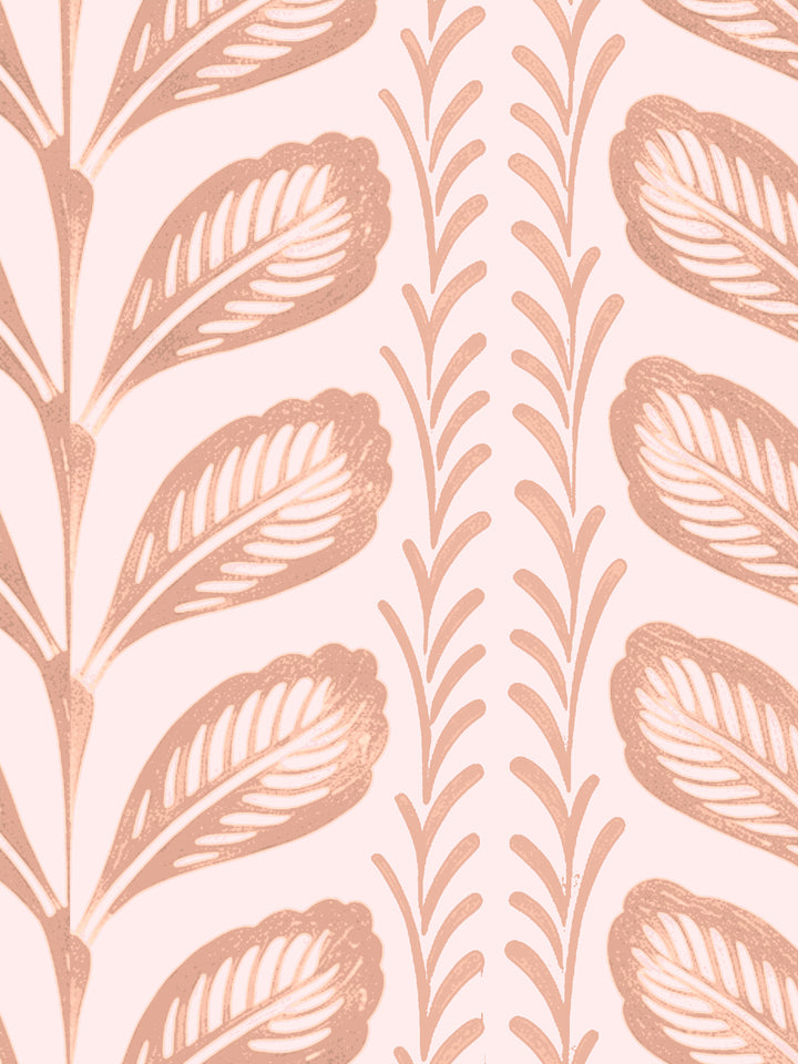 'Painted Vine' Wallpaper by Wallshoppe - Blush Peach - Detail