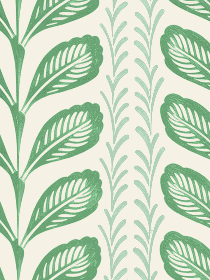 'Painted Vine' Wallpaper by Wallshoppe - Garden Green - Detail