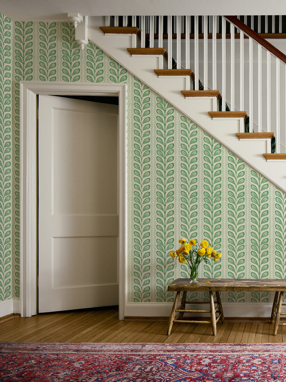 'Painted Vine' Wallpaper by Wallshoppe - Garden Green - Room Shot