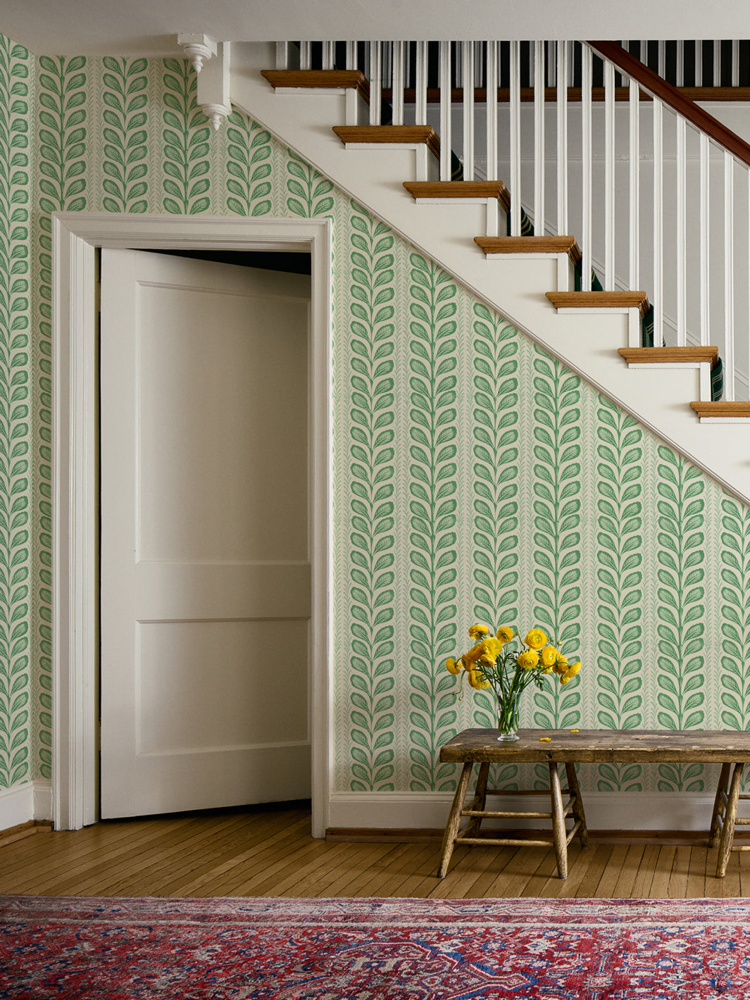 'Painted Vine' Wallpaper by Wallshoppe - Garden Green - Room Shot