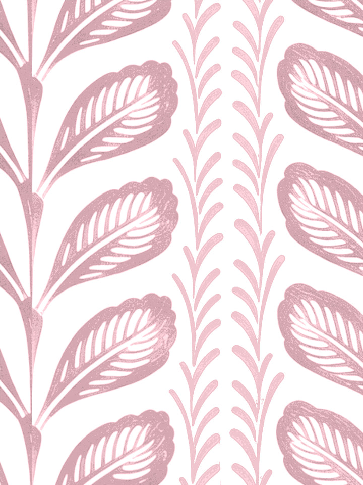 'Painted Vine' Wallpaper by Wallshoppe - Rose Pink - Detail