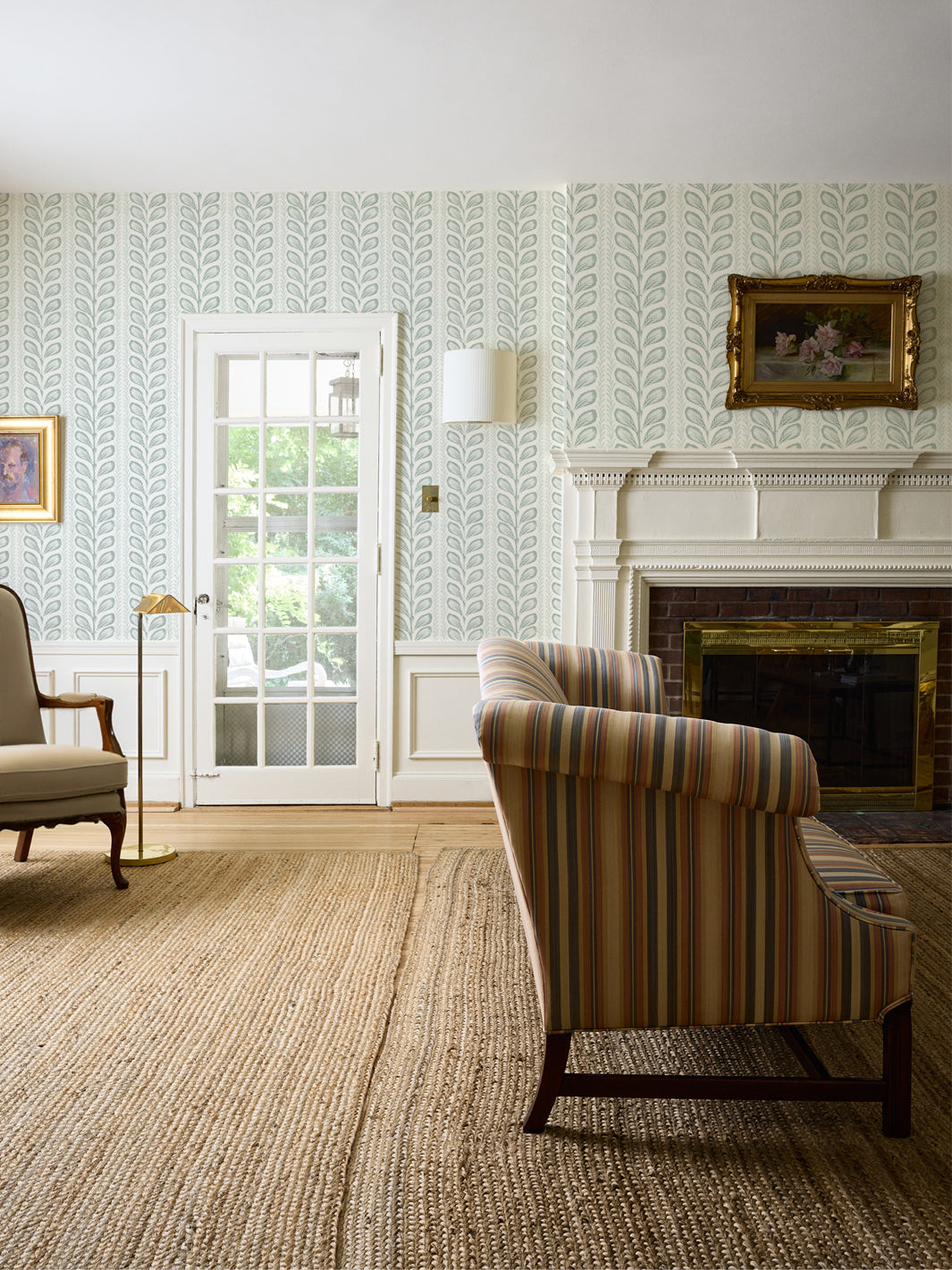'Painted Vine' Wallpaper by Wallshoppe - Sage - Room Shot