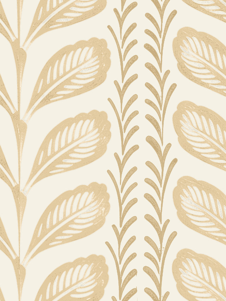 'Painted Vine' Wallpaper by Wallshoppe - Yellow Flax - Detail