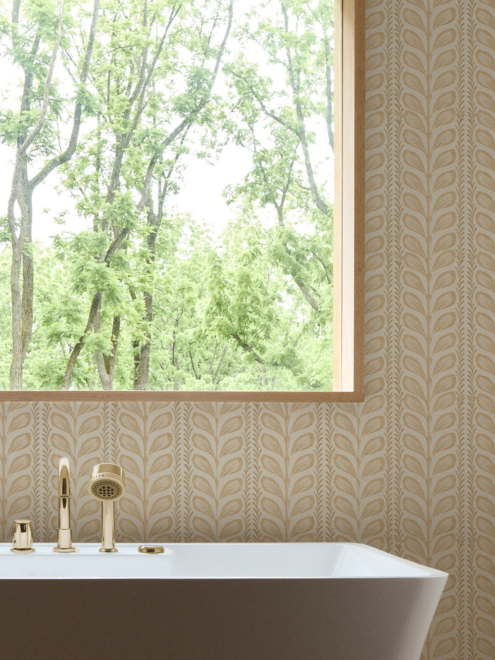 'Painted Vine' Wallpaper by Wallshoppe - Yellow Flax - Room Shot