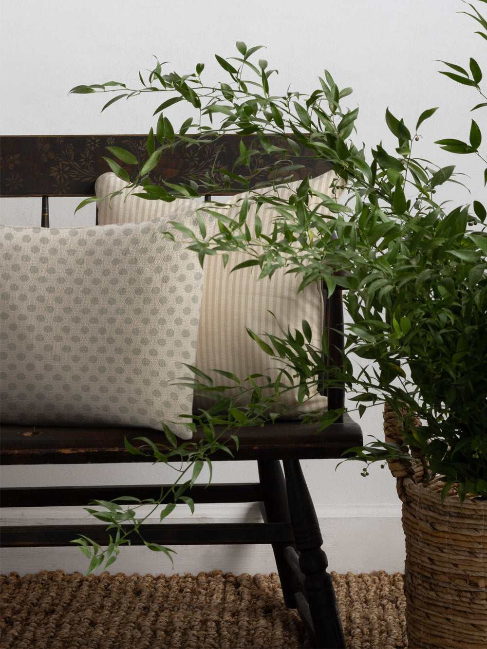 painted dots linen fabric by sugar paper silver sage