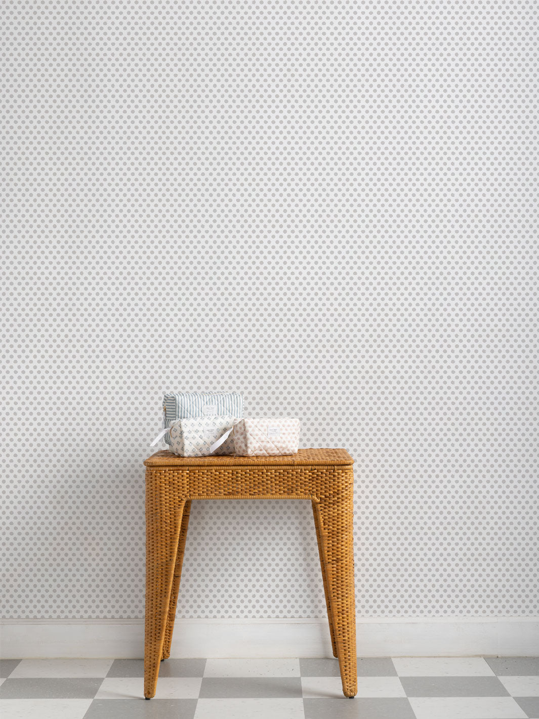 'Painted Dots (White Ground)' Wallpaper by Sugar Paper - Stone