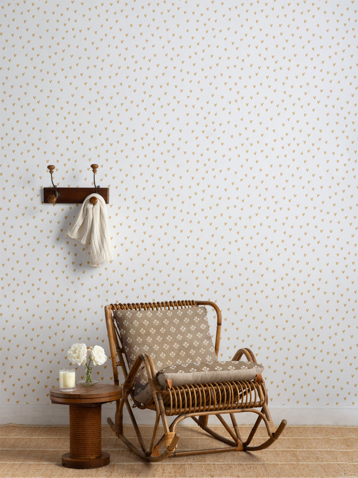 'Painted Hearts (White Ground)' Wallpaper by Sugar Paper - Hay
