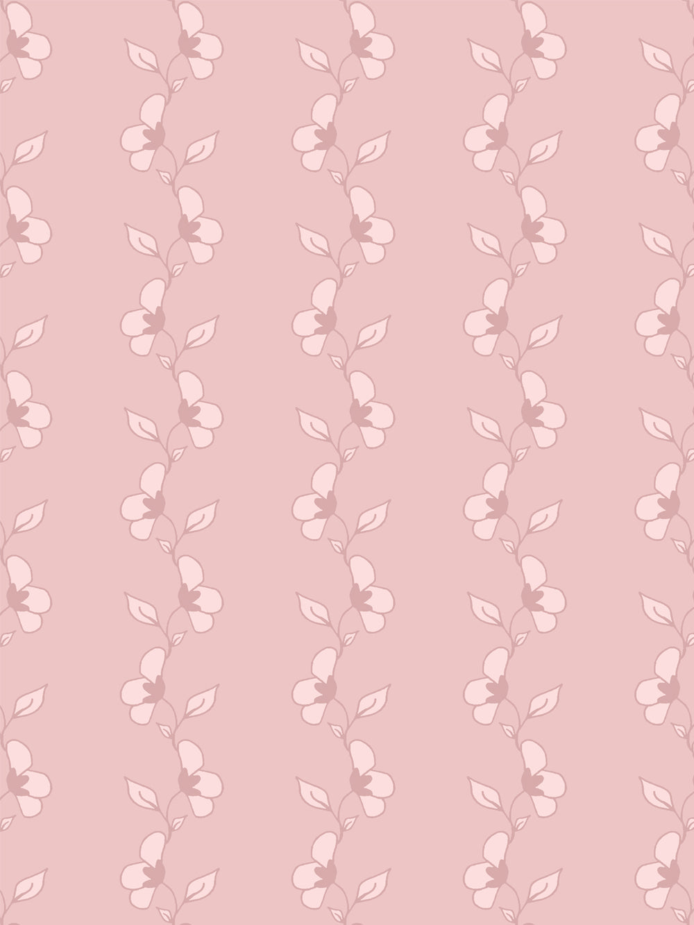 'Paper White Vine' Wallpaper by Wallshoppe - Antique Pink - Detail
