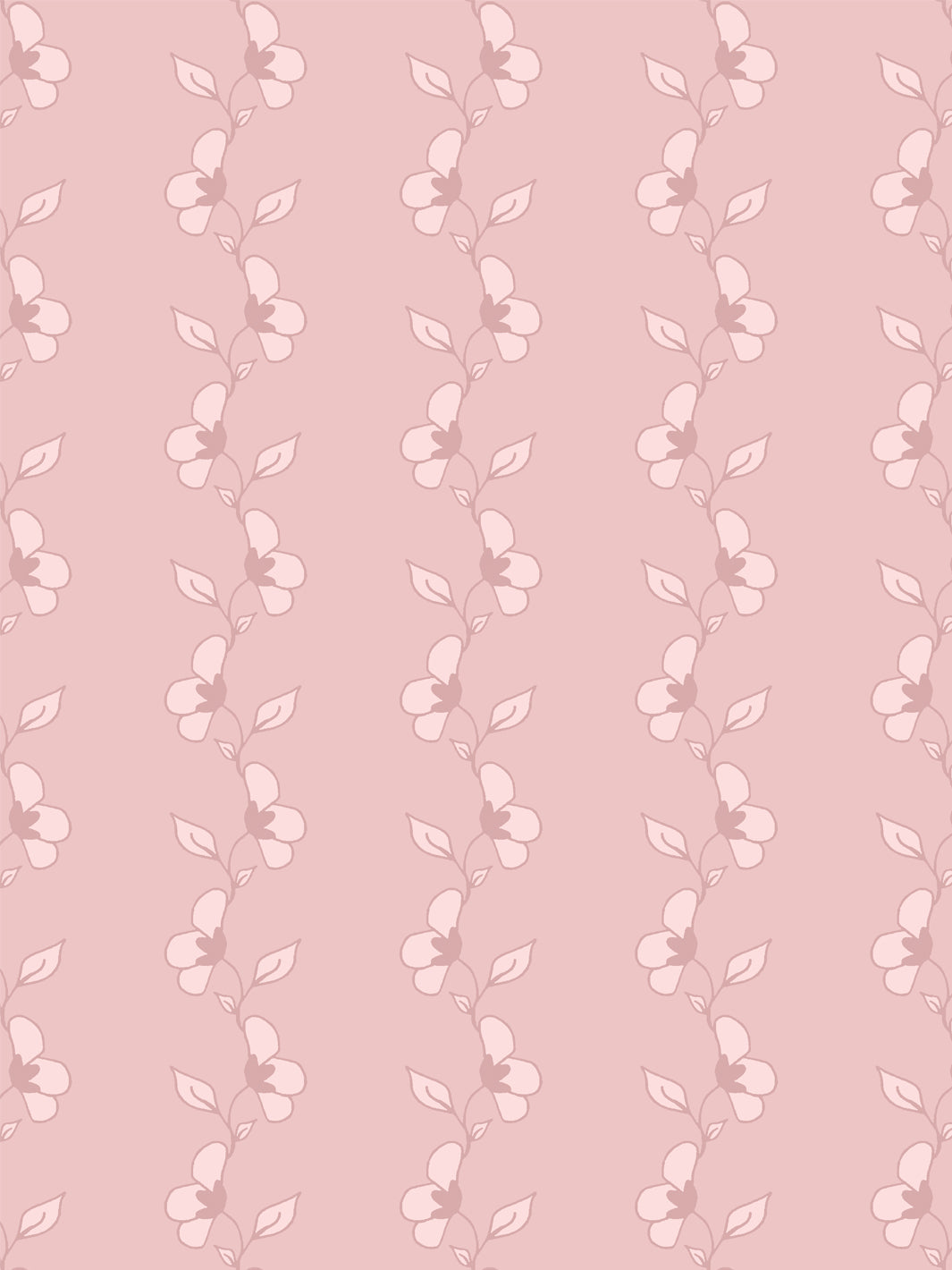 'Paper White Vine' Wallpaper by Wallshoppe - Antique Pink - Detail