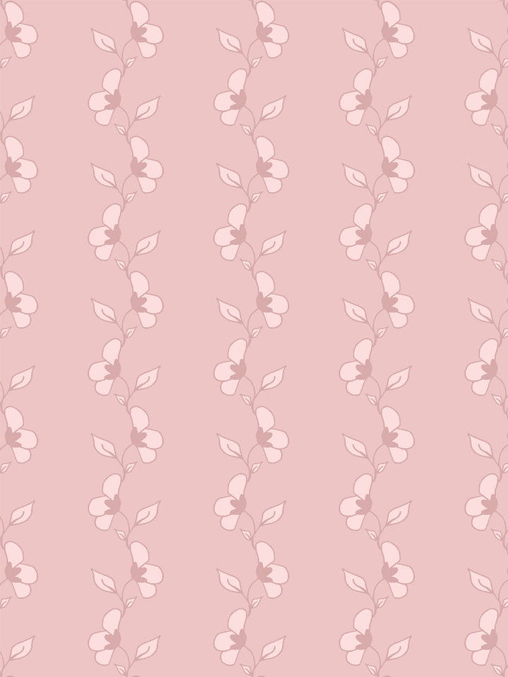 'Paper White Vine' Wallpaper by Wallshoppe - Antique Pink - Detail