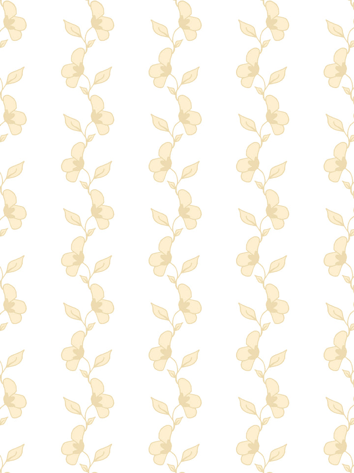 'Paper White Vine' Wallpaper by Wallshoppe - Butter - Detail