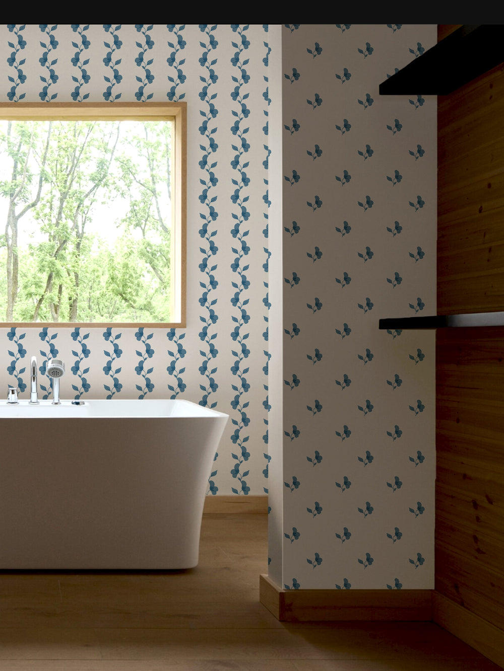 'Paper White Vine' Wallpaper by Wallshoppe - Chambray - Room Shot