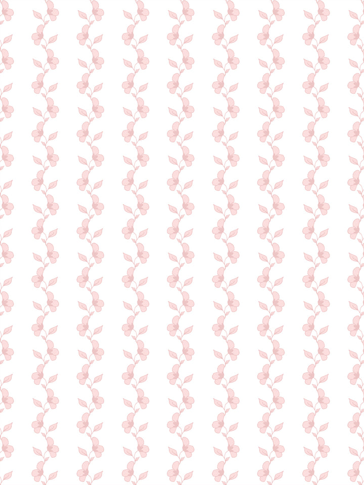 'Paper White Vine' Wallpaper by Wallshoppe - Dusty Pink - Design