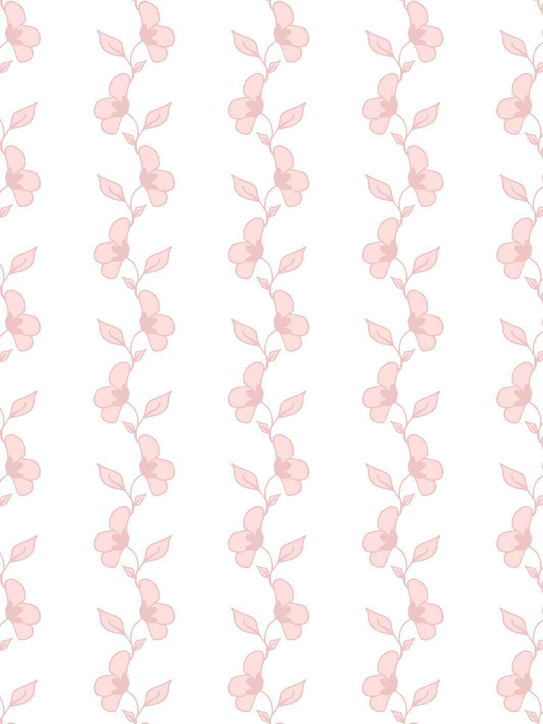 'Paper White Vine' Wallpaper by Wallshoppe - Dusty Pink - Detail
