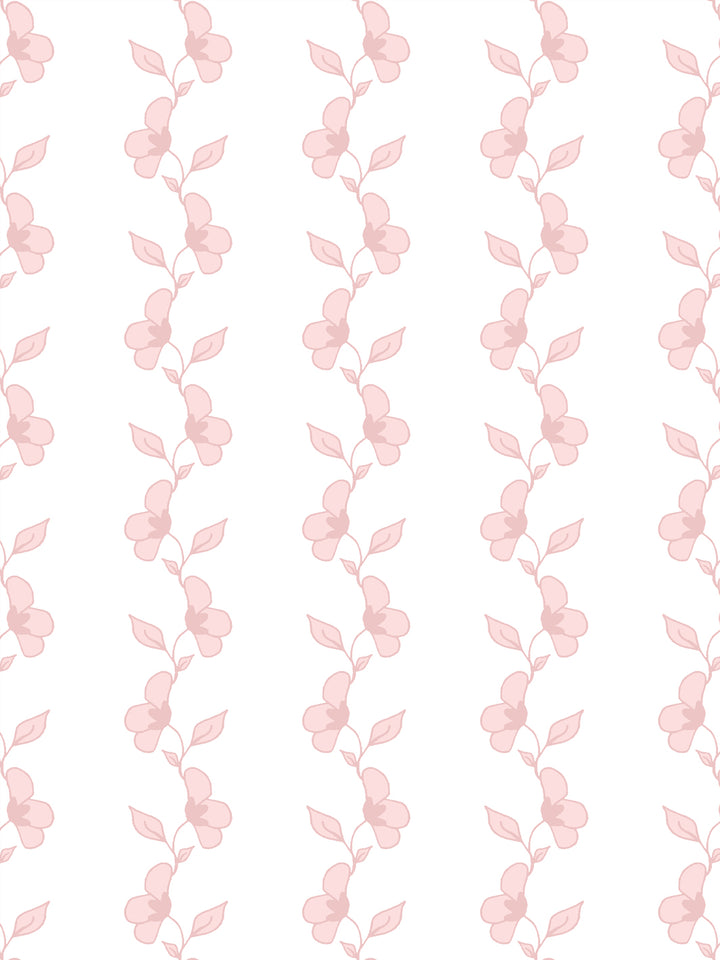 'Paper White Vine' Wallpaper by Wallshoppe - Dusty Pink - Detail