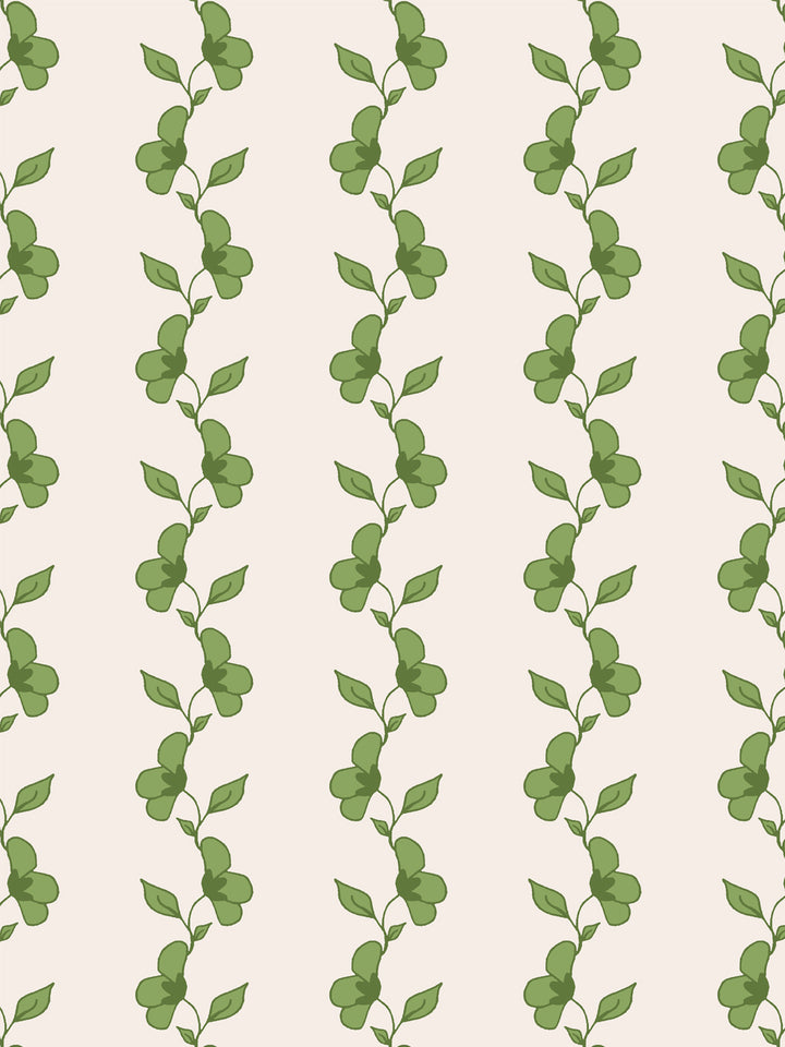 'Paper White Vine' Wallpaper by Wallshoppe - Fern Cream - Detail