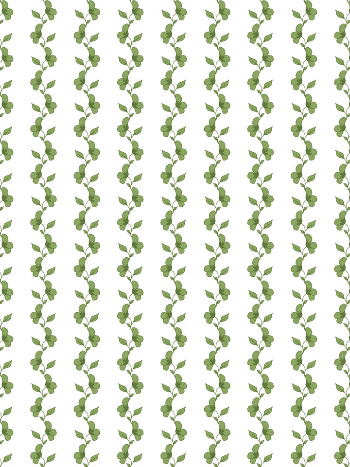'Paper White Vine' Wallpaper by Wallshoppe - Fern Green - Design
