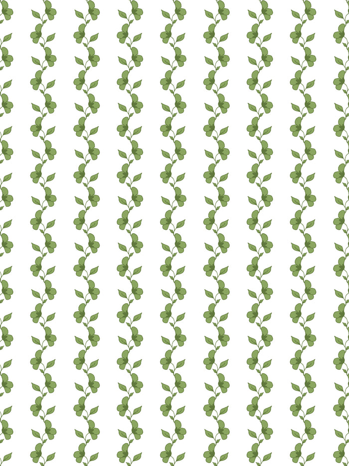 'Paper White Vine' Wallpaper by Wallshoppe - Fern Green