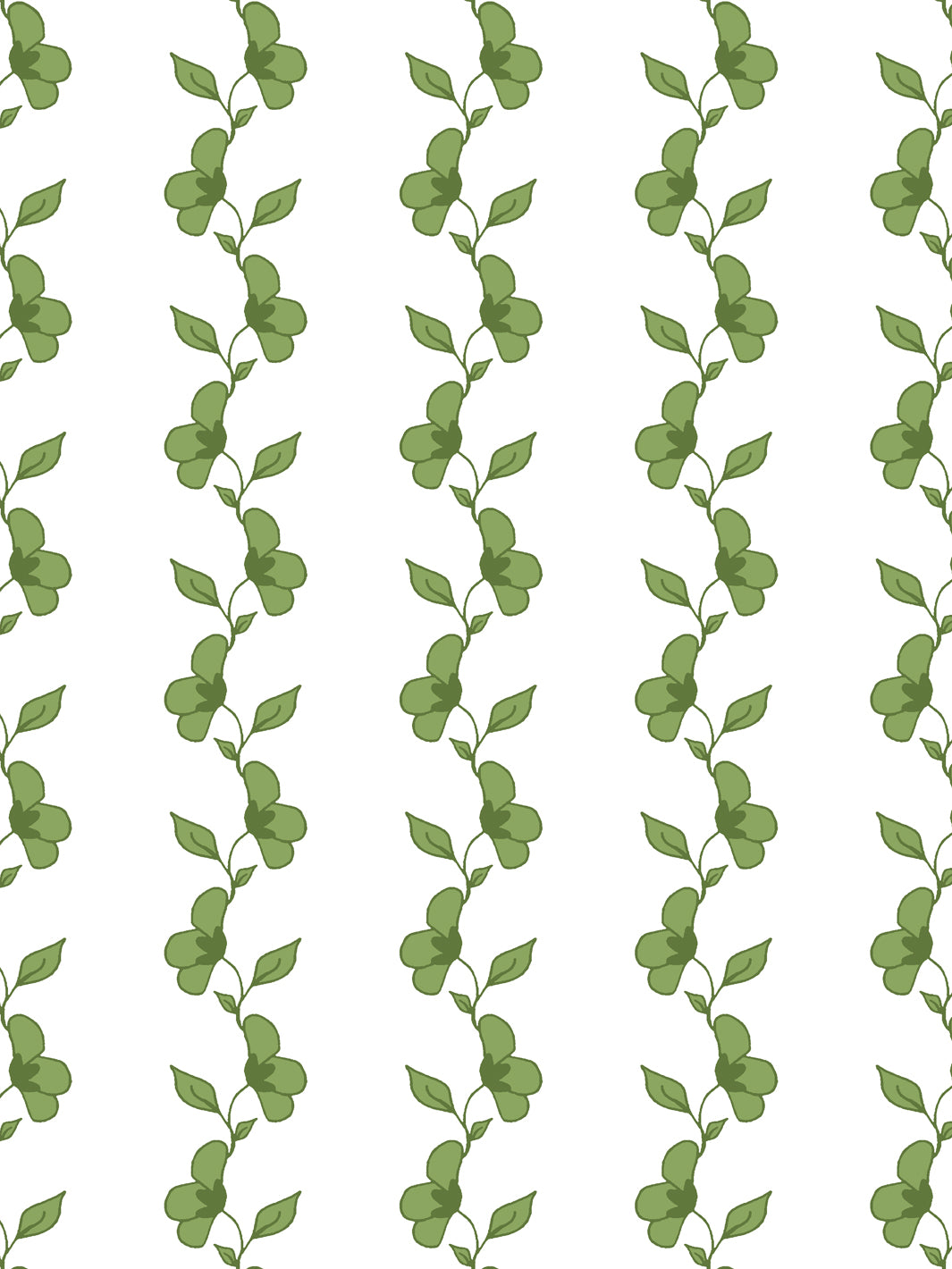 'Paper White Vine' Wallpaper by Wallshoppe - Fern Green - Detail