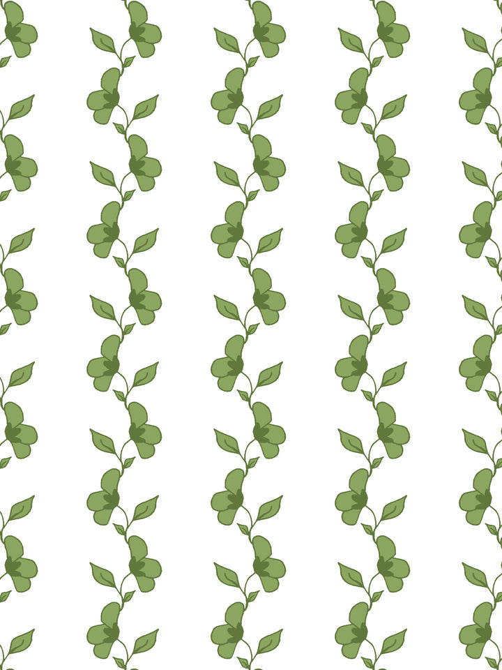 'Paper White Vine' Wallpaper by Wallshoppe - Fern Green - Detail