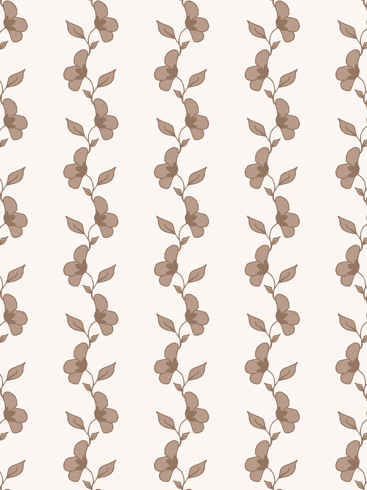 'Paper White Vine' Wallpaper by Wallshoppe - Latte Cream - Detail