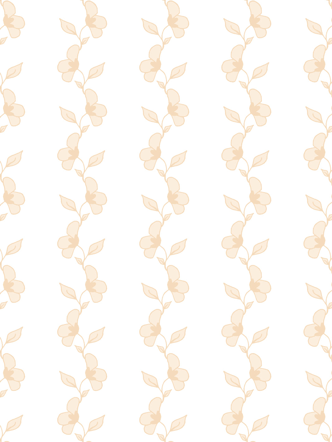 'Paper White Vine' Wallpaper by Wallshoppe - Pale Peach - Detail