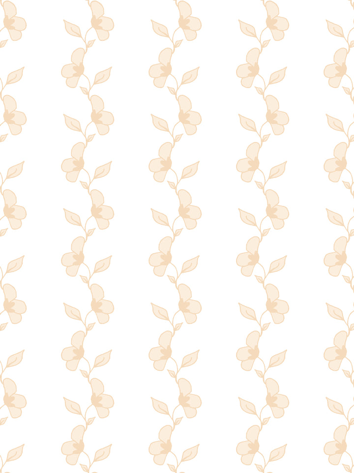 'Paper White Vine' Wallpaper by Wallshoppe - Pale Peach - Detail