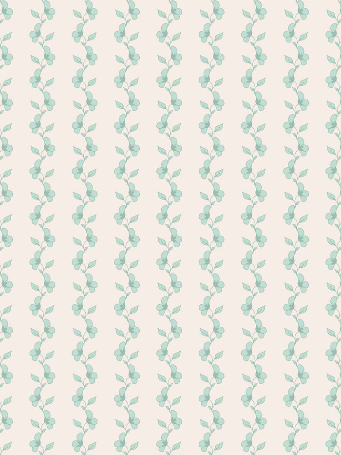 'Paper White Vine' Wallpaper by Wallshoppe - Seafoam Cream